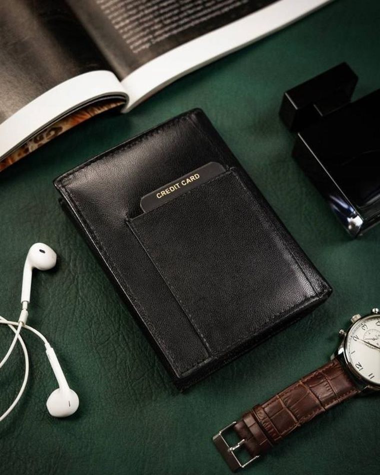 Portfel, czarny, skórzany, RFID, Rovicky