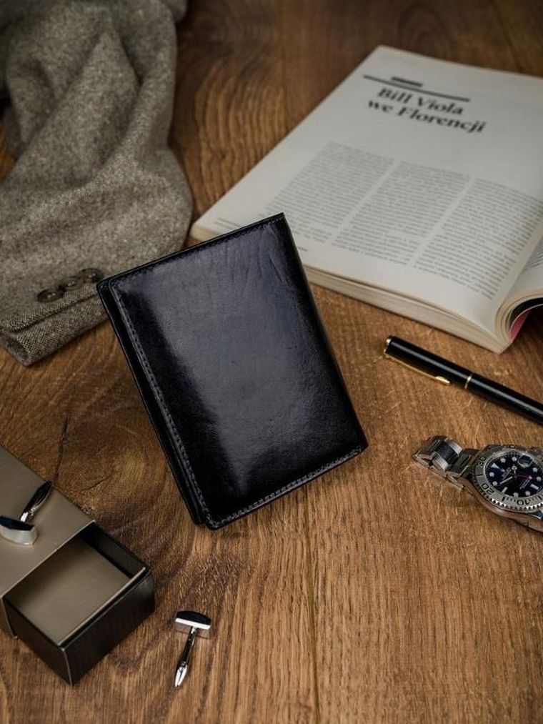 Portfel, czarny, skórzany, RFID, Rovicky