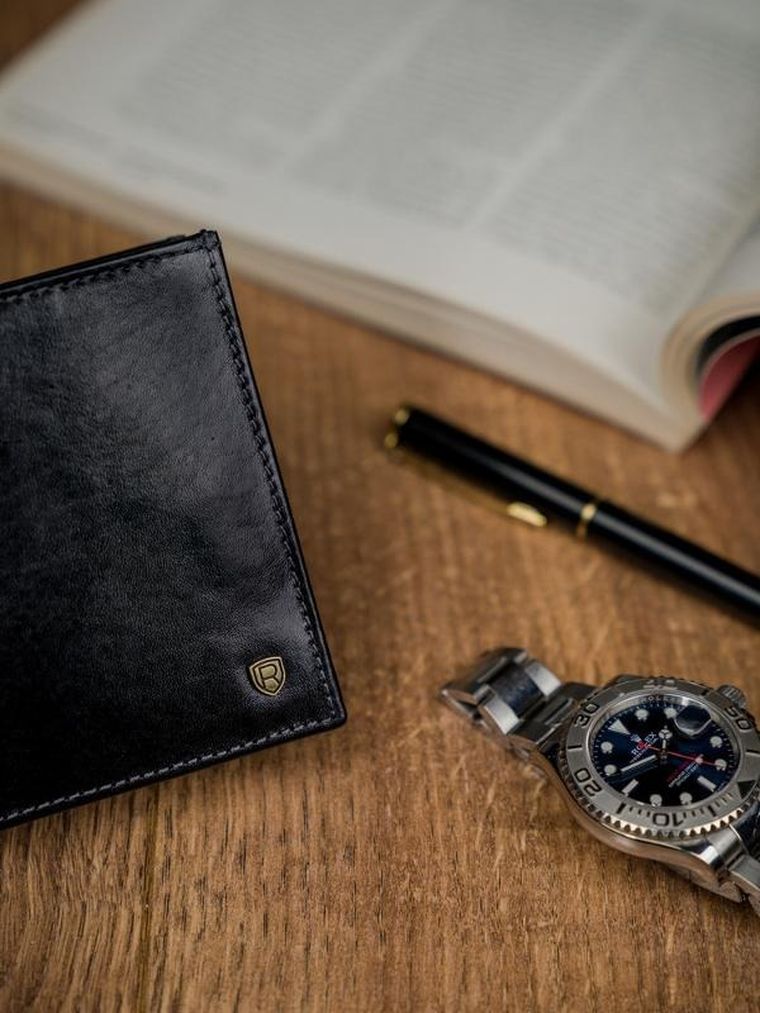 Portfel, czarny, skórzany, RFID, Rovicky