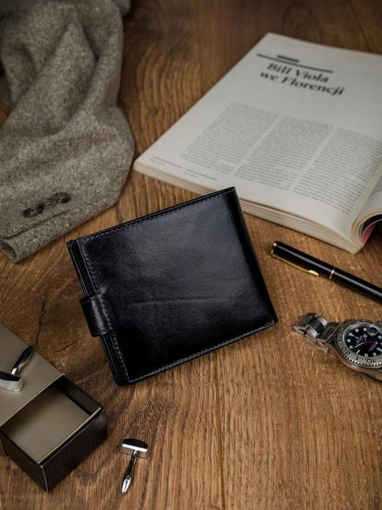 Portfel, czarny, skórzany, RFID, Rovicky