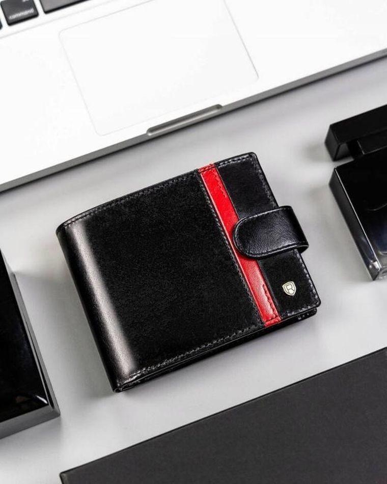 Portfel, czarny, skórzany, RFID, Rovicky