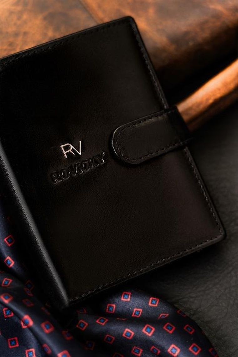 Portfel, czarny, skórzany, RFID, Rovicky