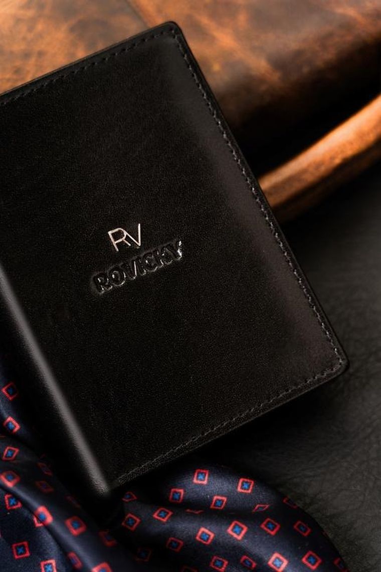 Portfel, czarny, skórzany, RFID, Rovicky