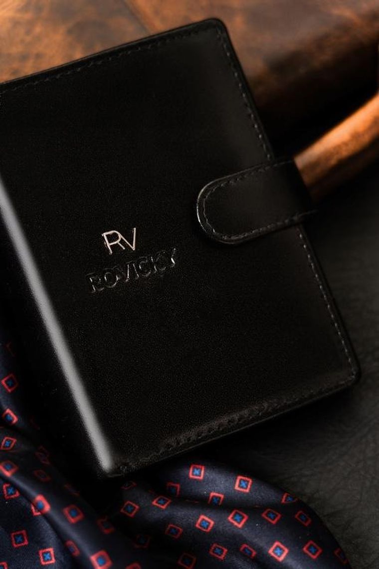 Portfel, czarny, skórzany, RFID, Rovicky