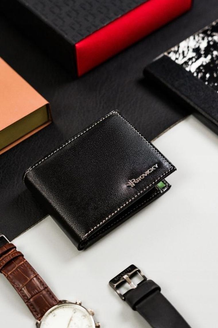 Portfel, czarny, skórzany, RFID, Rovicky