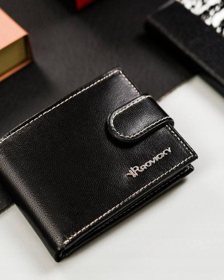 Portfel, czarny, skórzany, RFID, Rovicky