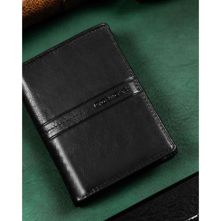 Portfel, czarny, skórzany, RFID, Rovicky