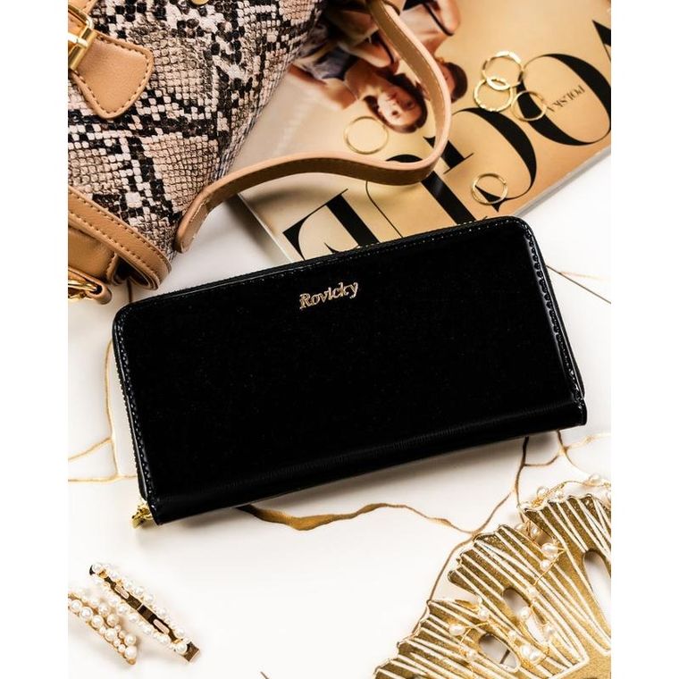 Portfel, czarny, skórzany, RFID, Rovicky