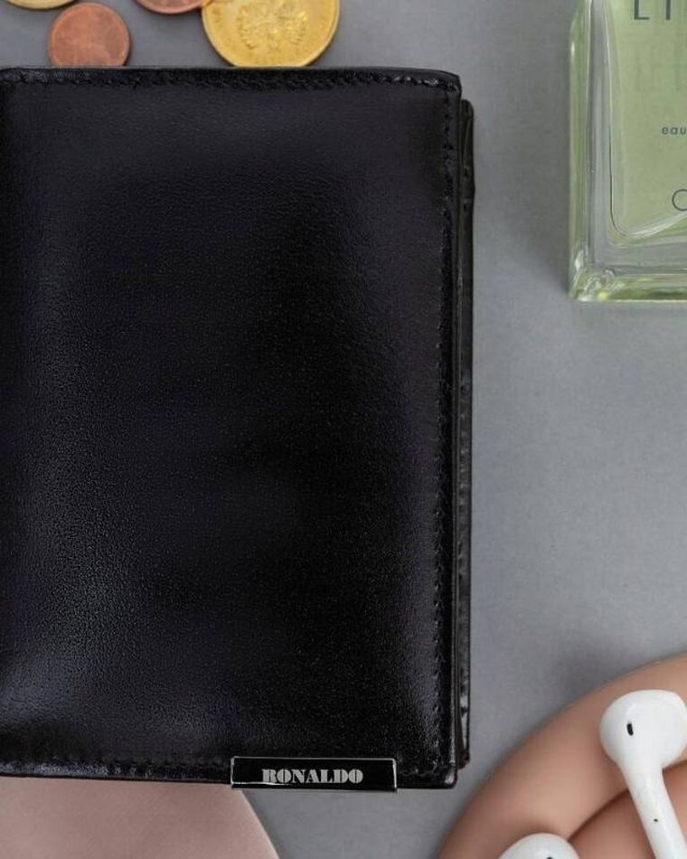 Portfel, czarny, skórzany, Ronaldo
