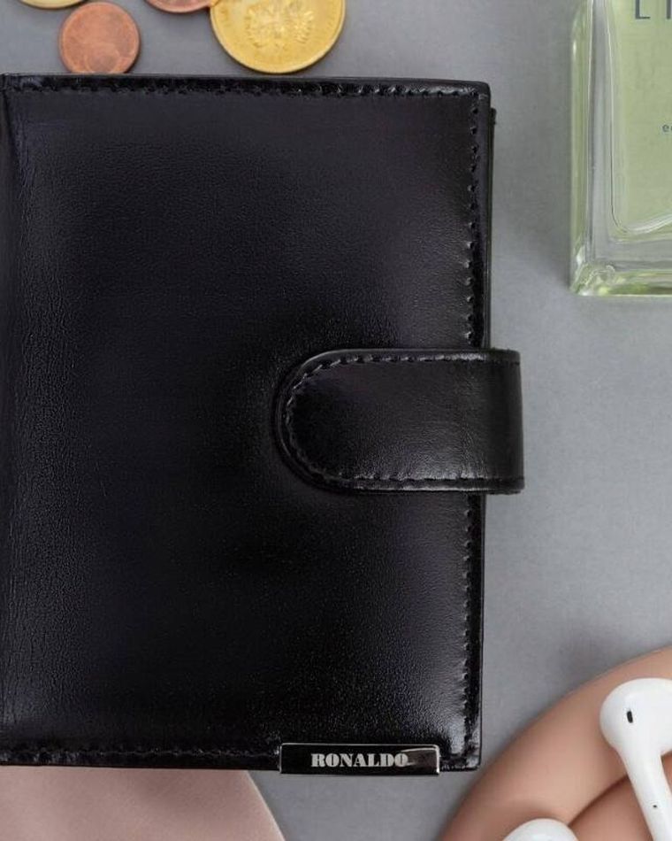 Portfel, czarny, skórzany, Ronaldo