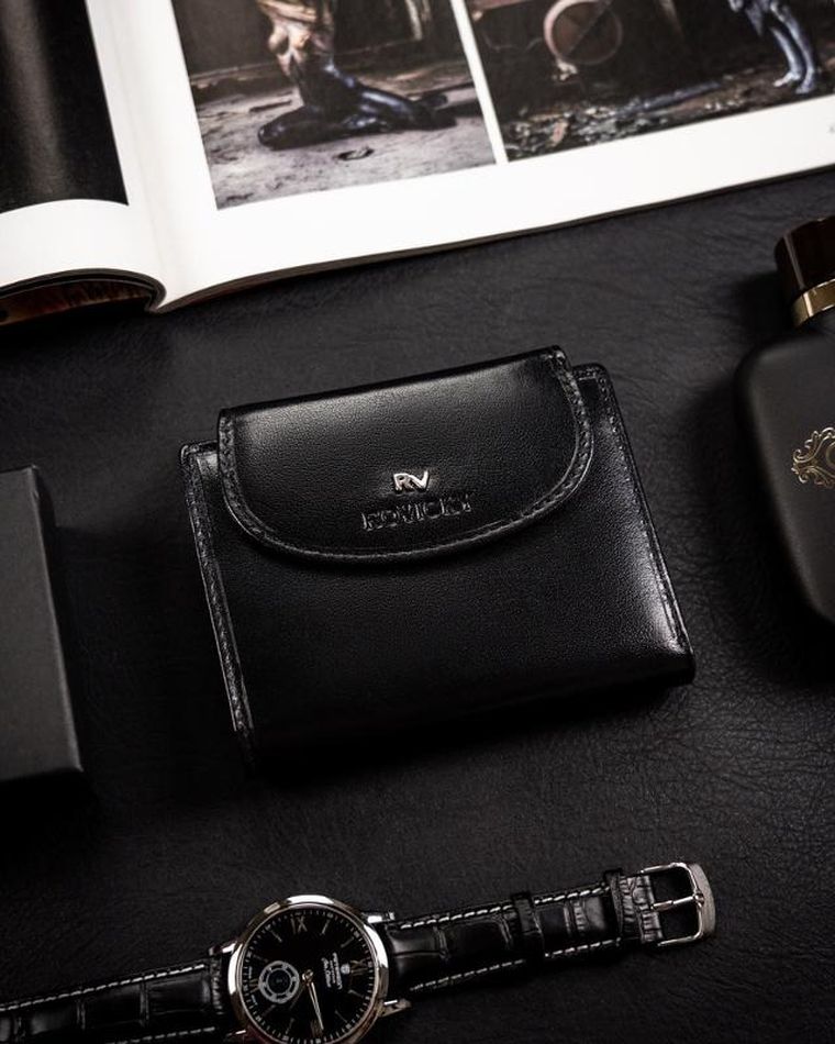 Portfel, czarny, skórzany, Rovicky