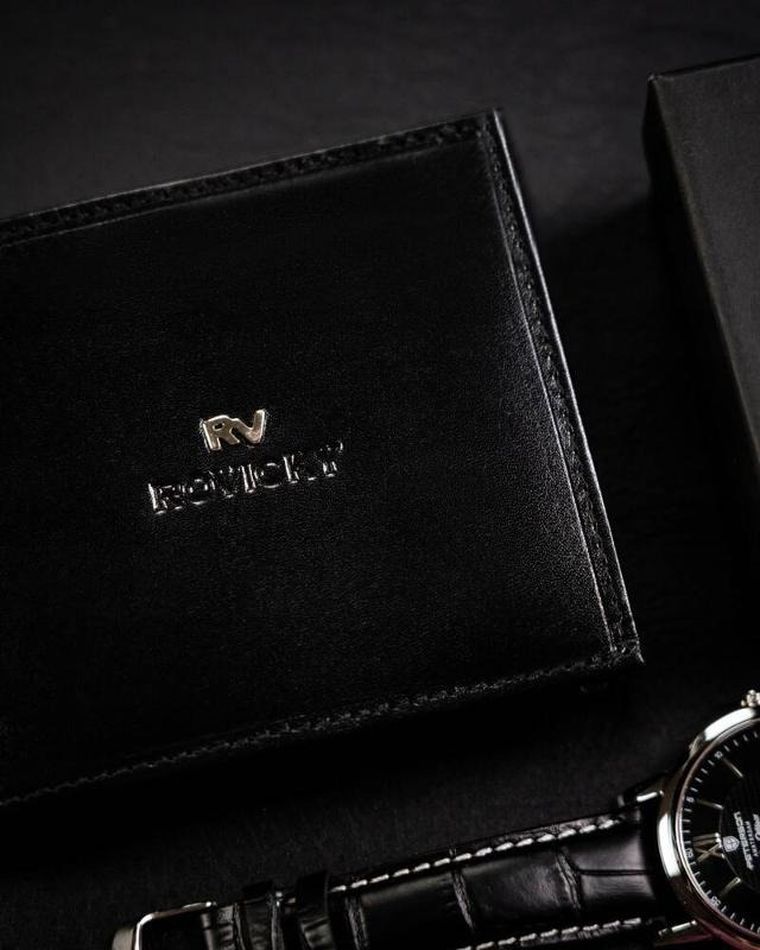Portfel, czarny, skórzany, Rovicky