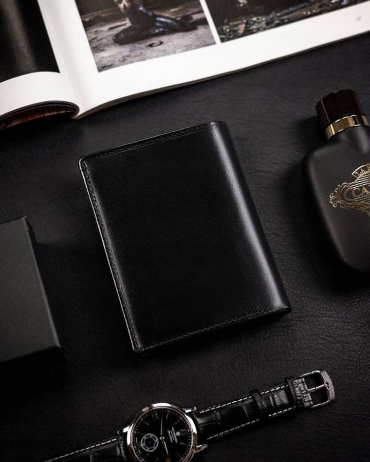 Portfel, czarny, skórzany, Rovicky