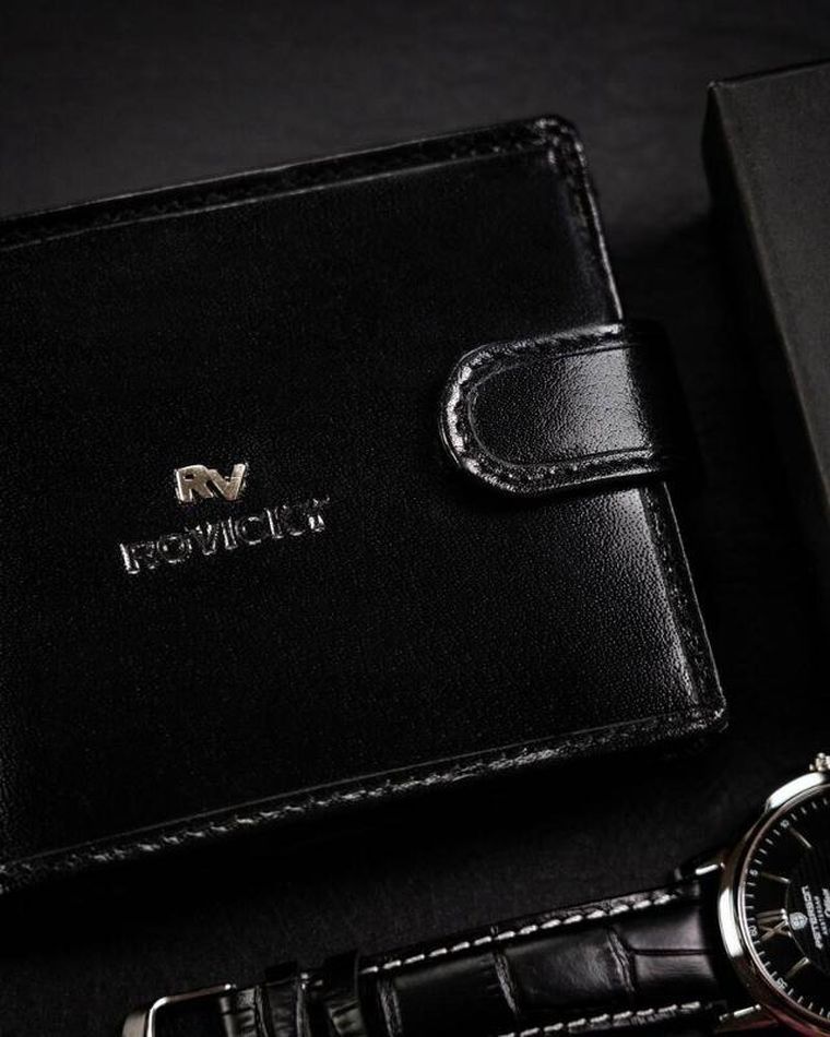 Portfel, czarny, skórzany, Rovicky