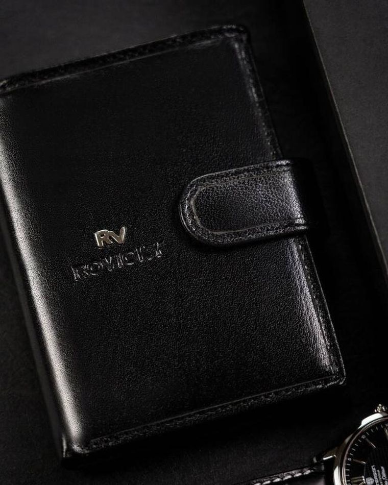 Portfel, czarny, skórzany, Rovicky