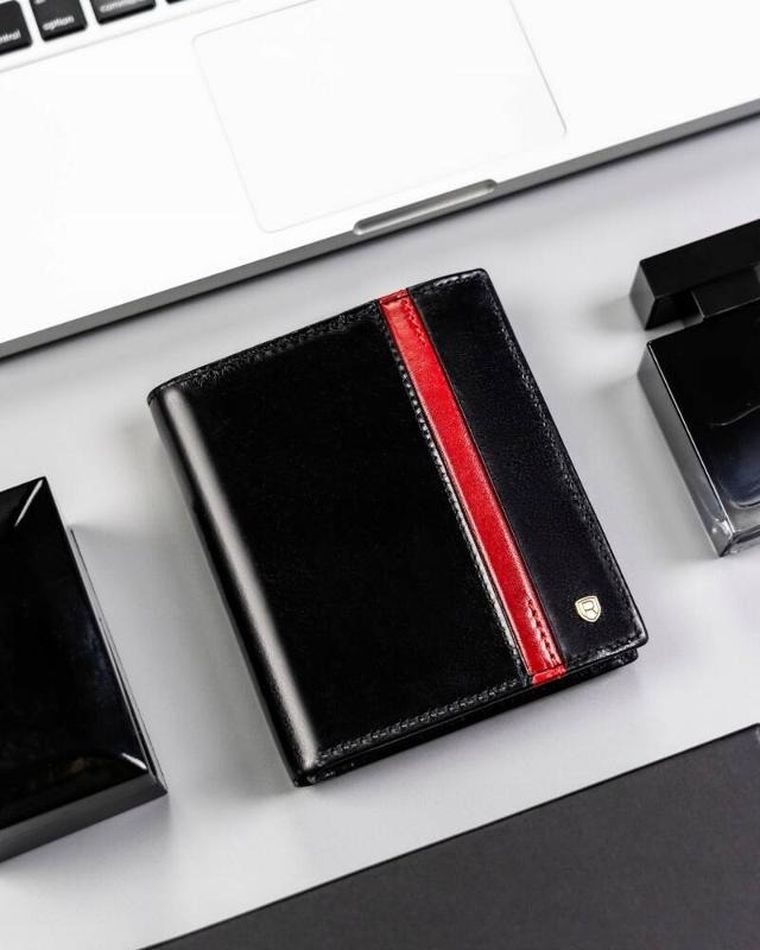 Portfel, czarny, skórzany, Rovicky