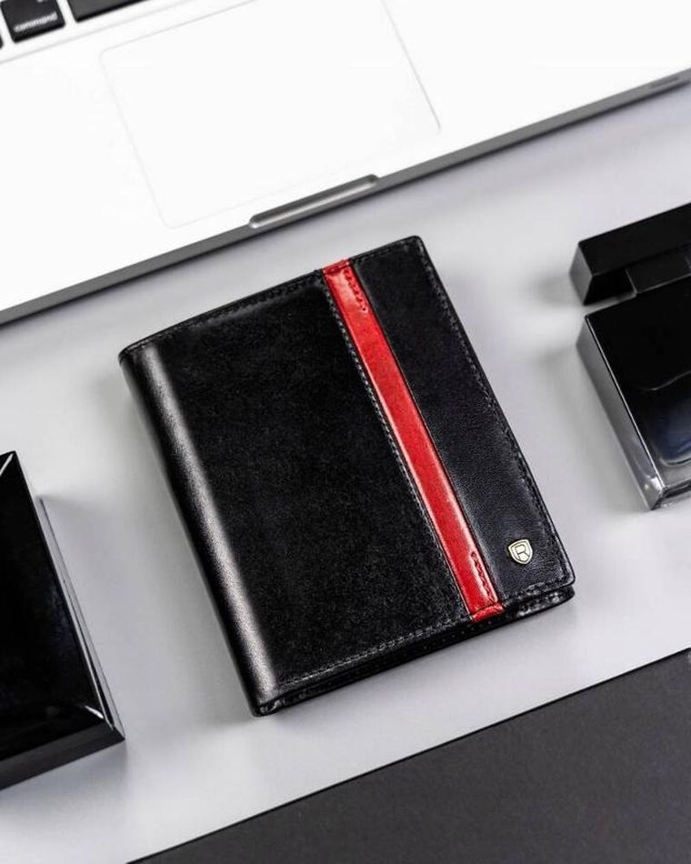 Portfel, czarny, skórzany, Rovicky