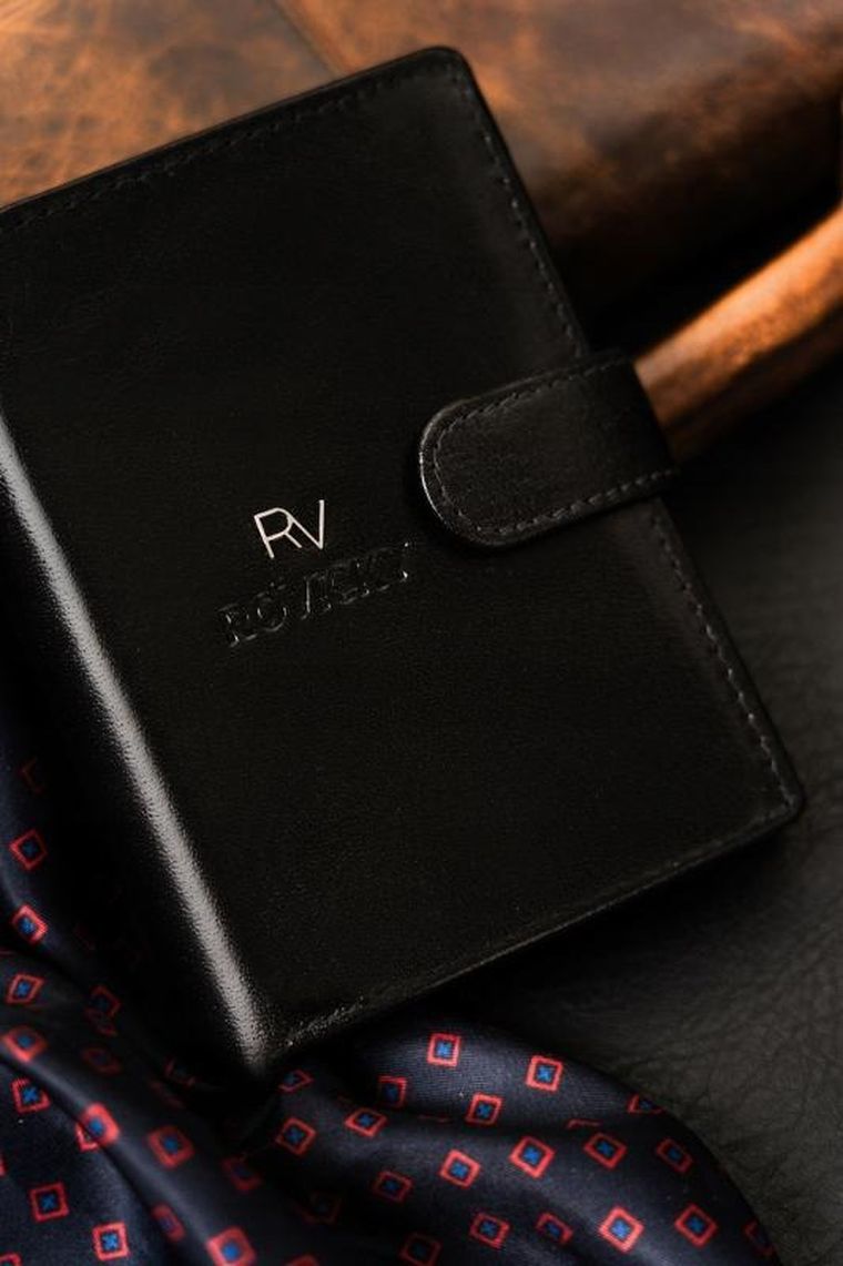 Portfel, czarny, skórzany, Rovicky