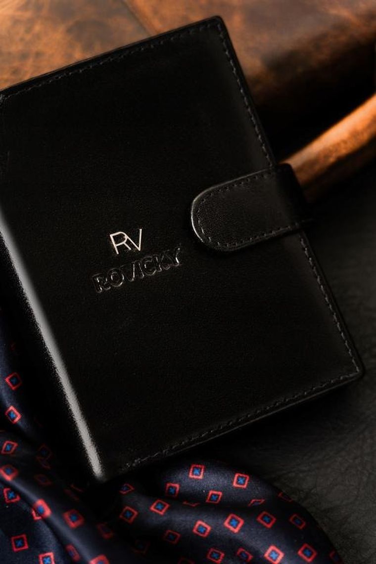 Portfel, czarny, skórzany, Rovicky