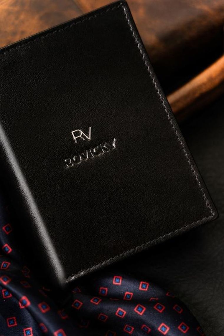 Portfel, czarny, skórzany, Rovicky