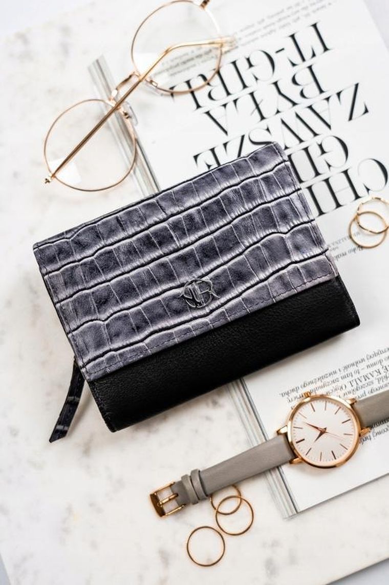 Portfel, czarny, skórzany, Rovicky