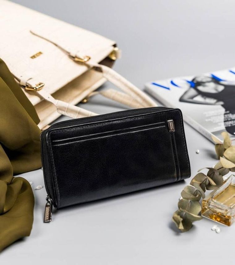 Portfel, czarny, skórzany, Rovicky