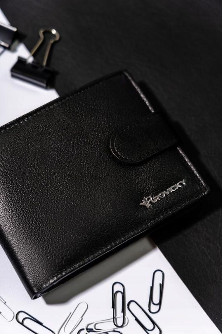 Portfel, czarny, skórzany, Rovicky