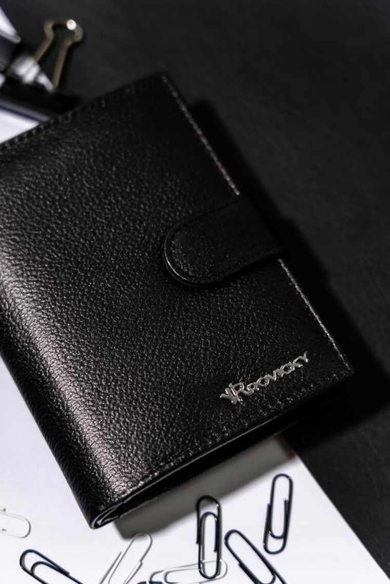 Portfel, czarny, skórzany, Rovicky