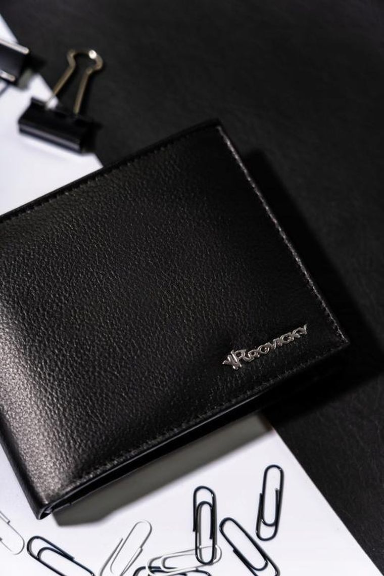 Portfel, czarny, skórzany, Rovicky