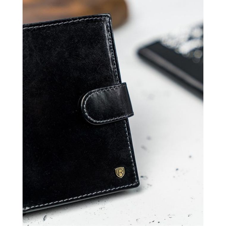 Portfel, czarny, skórzany, Rovicky