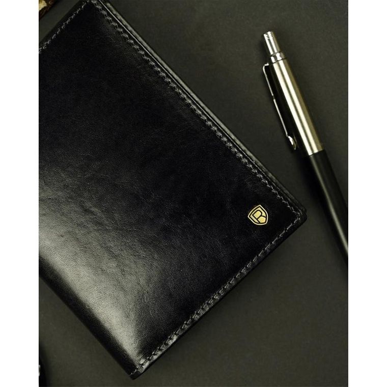 Portfel, czarny, skórzany, Rovicky