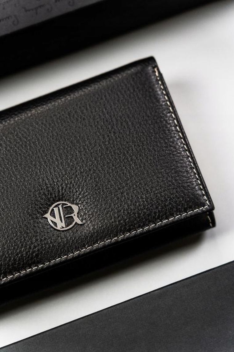 Portfel, czarny, skórzany, Rovicky