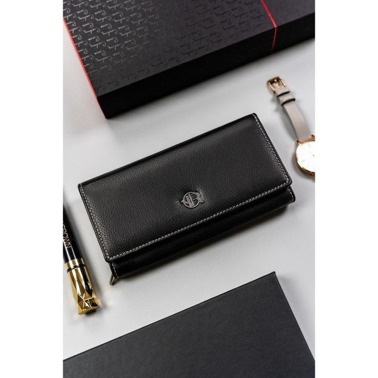 Portfel, czarny, skórzany, Rovicky