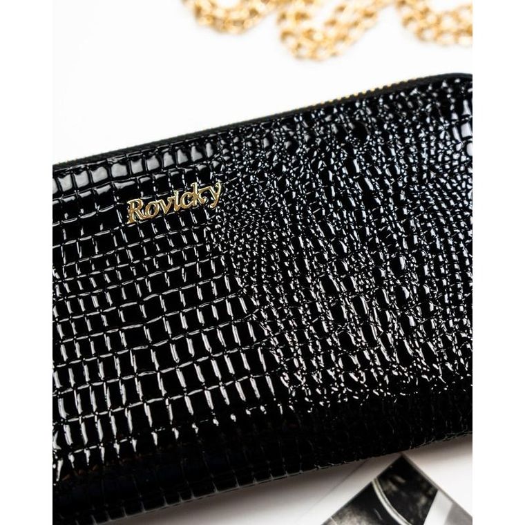 Portfel, czarny, skórzany, Rovicky