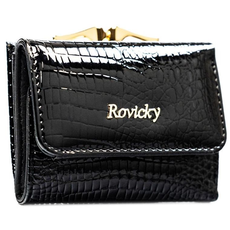 Portfel, czarny, skórzany, Rovicky