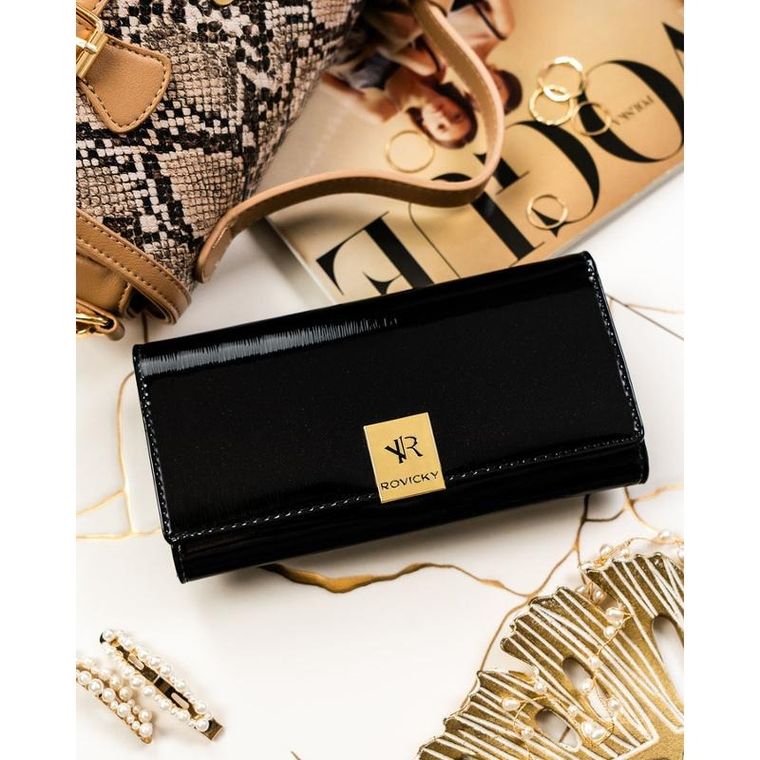 Portfel, czarny, skórzany, Rovicky