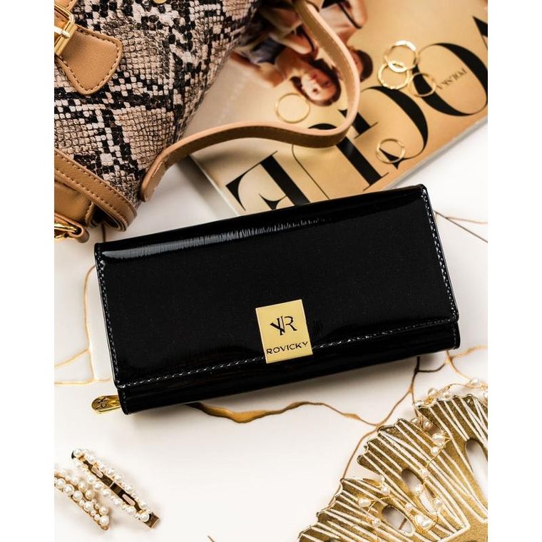 Portfel, czarny, skórzany, Rovicky