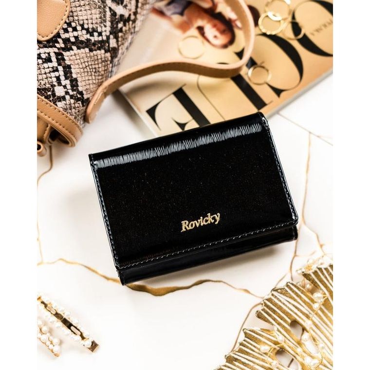Portfel, czarny, skórzany, Rovicky