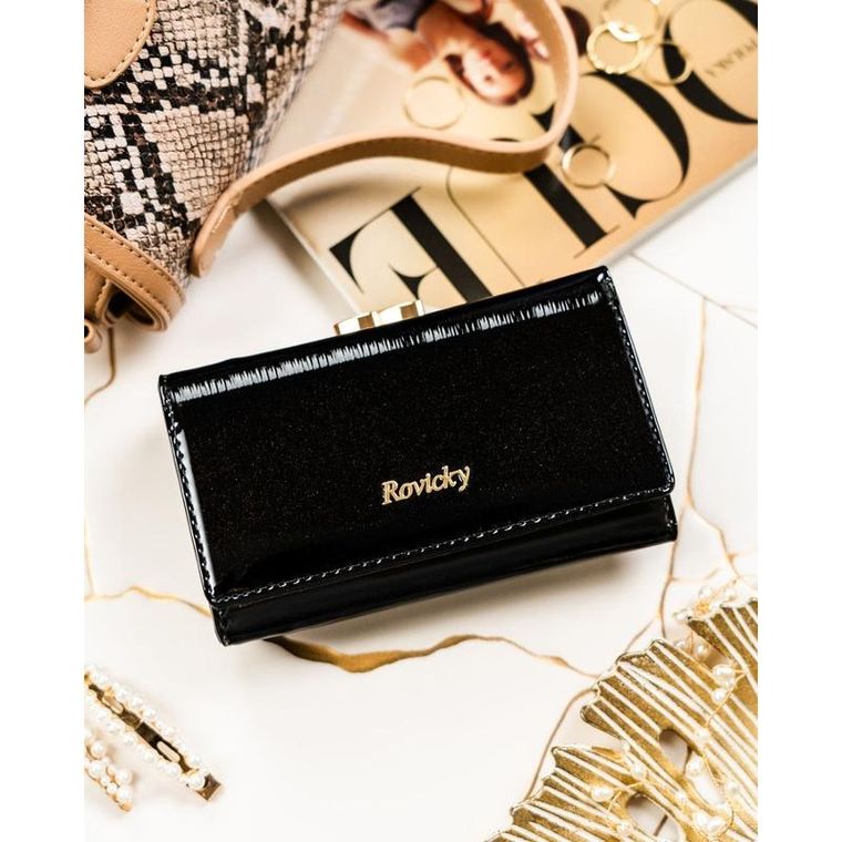 Portfel, czarny, skórzany, Rovicky