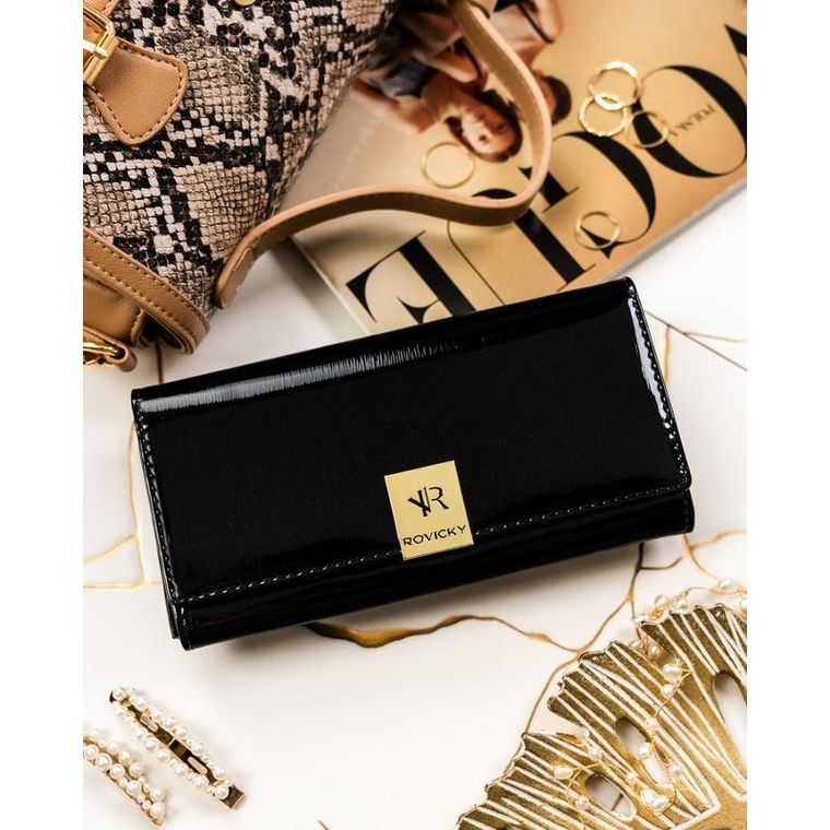 Portfel, czarny, skórzany, Rovicky