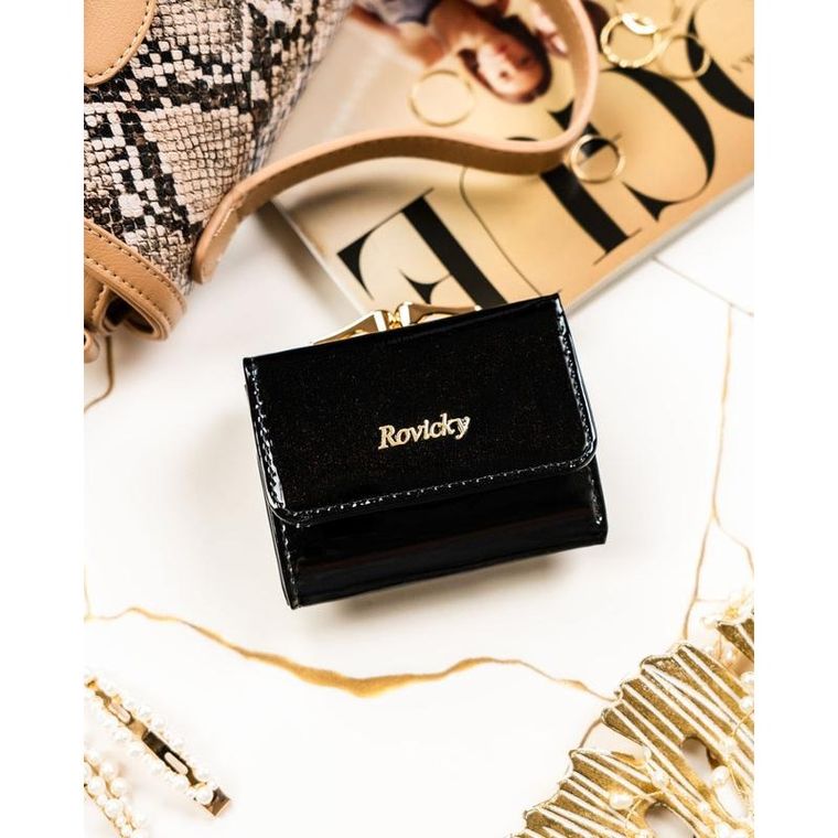 Portfel, czarny, skórzany, Rovicky