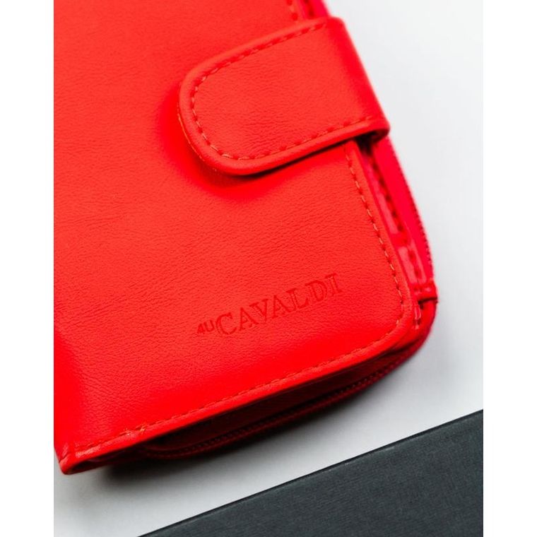 Portfel, czerwony, skóra ekologiczna, 4U Cavaldi
