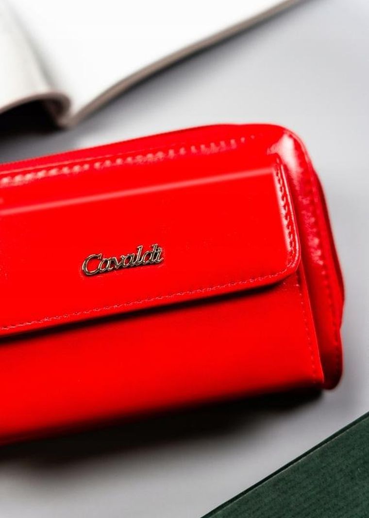 Portfel, czerwony, skóra ekologiczna, Cavaldi