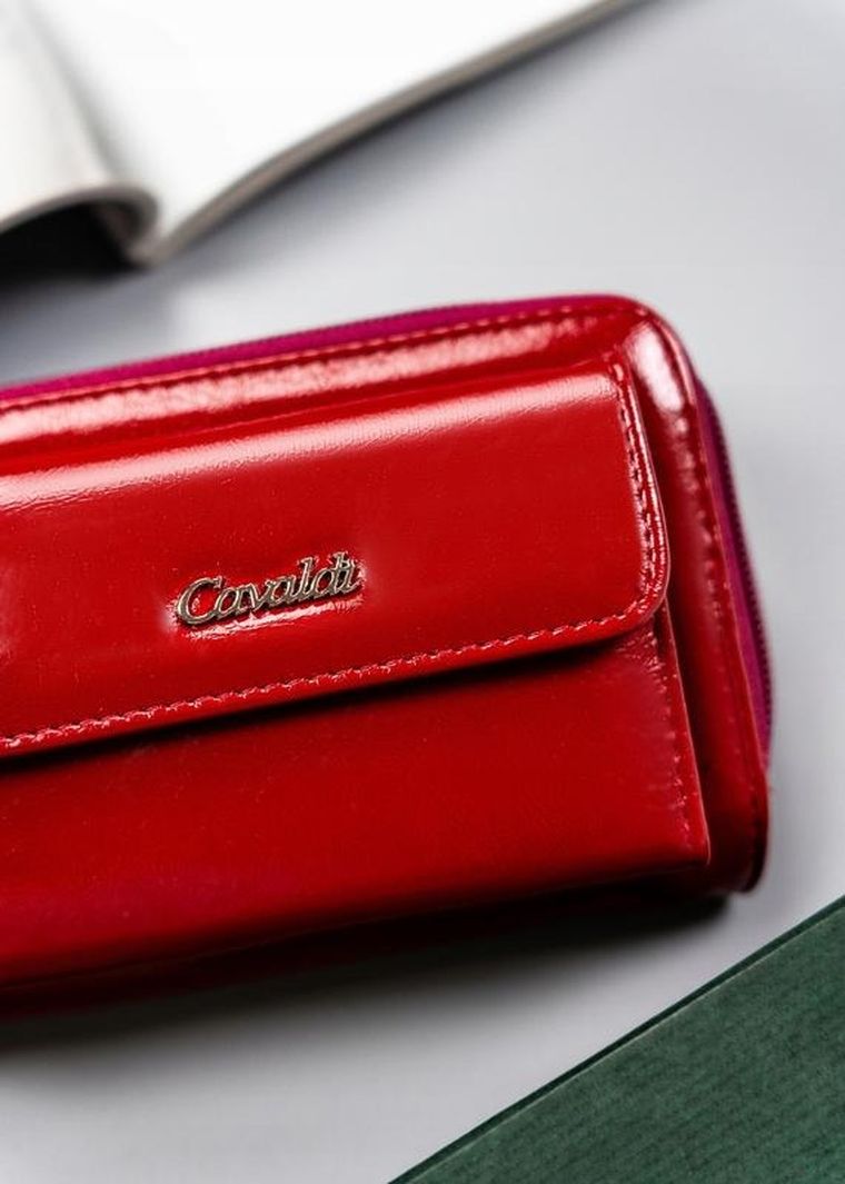 Portfel, czerwony, skóra ekologiczna, Cavaldi