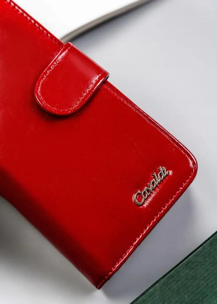 Portfel, czerwony, skóra ekologiczna, Cavaldi