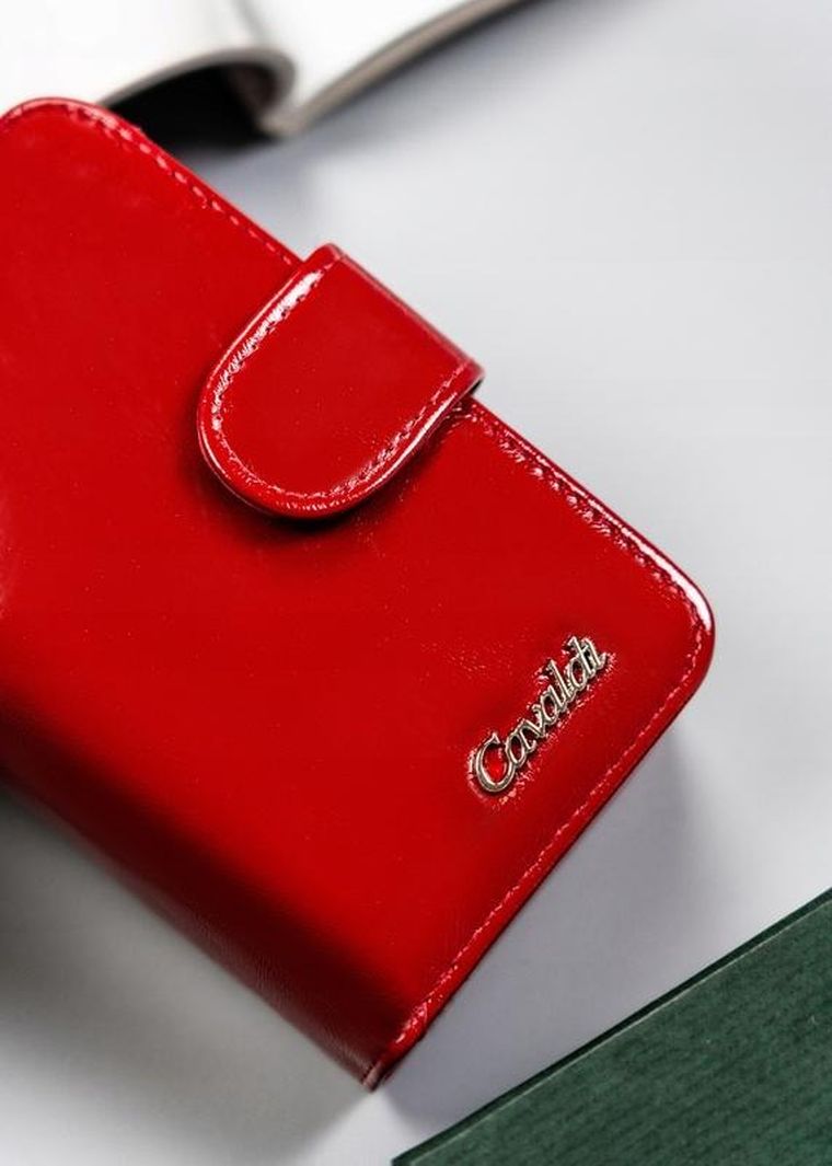 Portfel, czerwony, skóra ekologiczna, Cavaldi