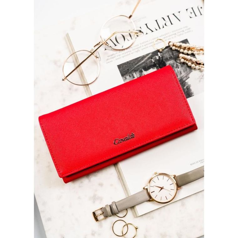 Portfel, czerwony, skóra ekologiczna, Cavaldi