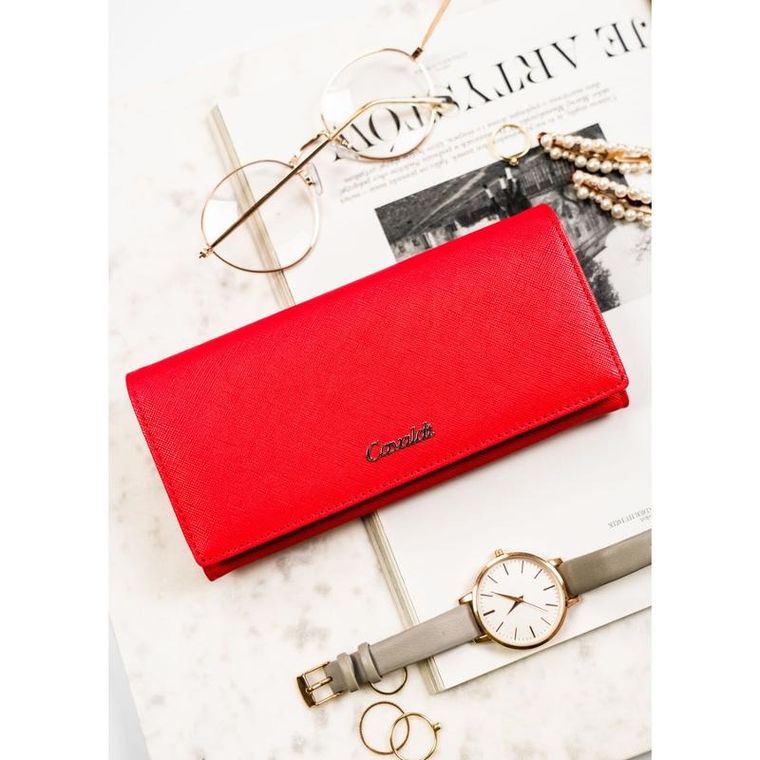 Portfel, czerwony, skóra ekologiczna, Cavaldi