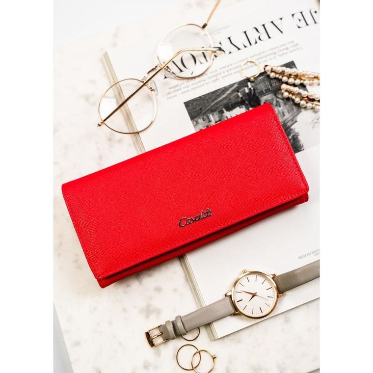 Portfel, czerwony, skóra ekologiczna, Cavaldi