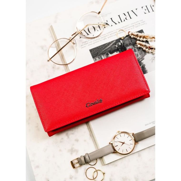 Portfel, czerwony, skóra ekologiczna, Cavaldi